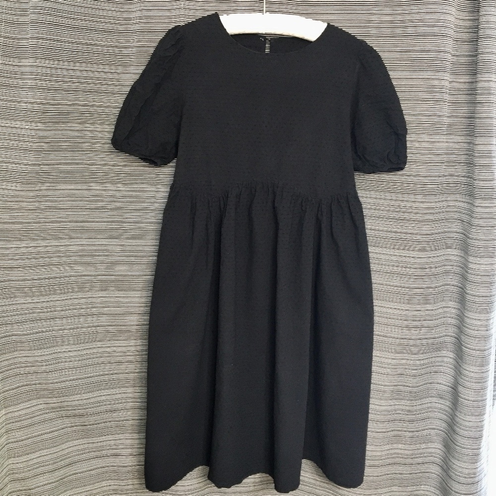 Toppies Short Sleeve Black Cotton Swiss Dot Dress Size Small